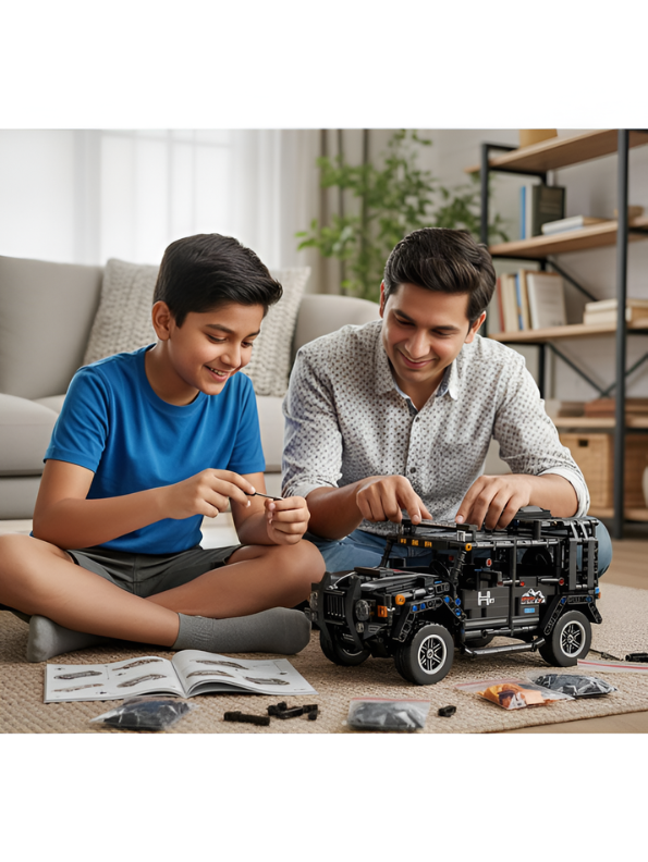4x4 Off-Road Building Block Truck – Pull-Back Motor, Realistic Design, and Interactive AR Learning, 8+ Years TV6705