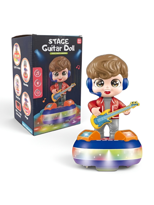 Interactive Stage Guitar Doll Toy with Lights, Music, and Automatic Rotation – Dancing Musician Figure for Kids TV6974
