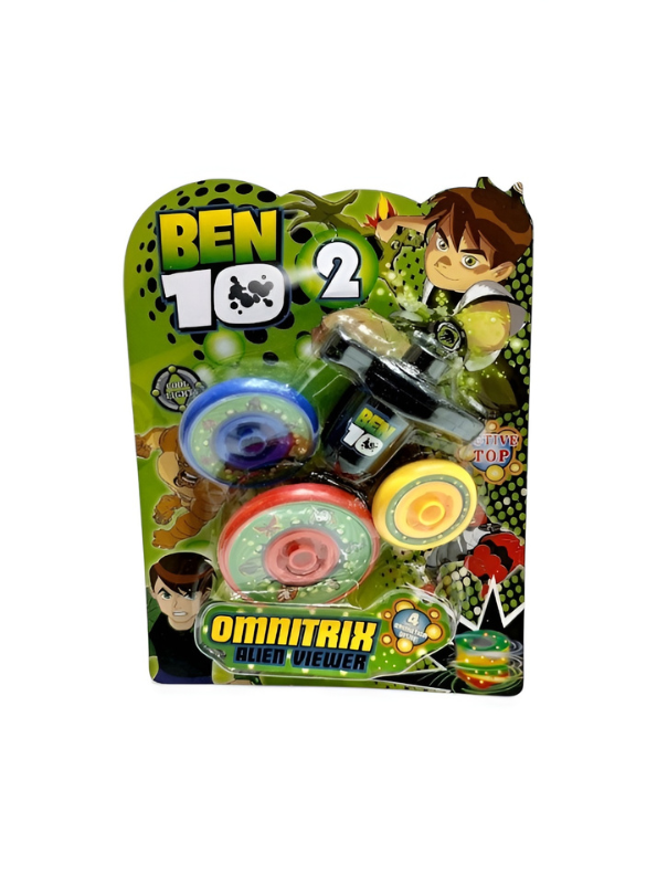 Ben 10 Omnitrix Alien Viewer Spinning Top Battle Set with 3 Alien Tops & Black Power Launcher – Interactive Beyblade-Style Battle Toy for Kids TV1010