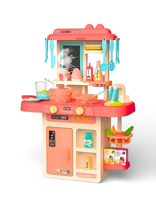 Multifunctional Kids' Play Kitchen Toy Set - Interactive Pretend Cooking Station with Spray, Water, and Light/Sound Features (42 Pieces) TV2097