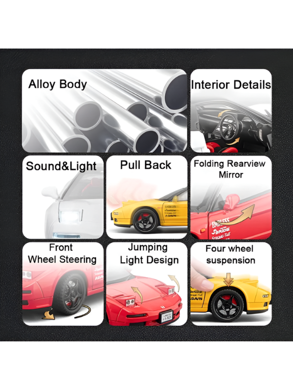 1:22 Scale Honda NSX NA1 Diecast Alloy Model Car – Yellow Premium Realistic Collector’s Edition Sports Car Replica MD2582