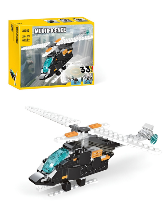Multificence 33-in-1 Building Blocks Set – Transformable Helicopter, Robot Mech, and Animal Models – 256-Piece STEM Construction Toy for Kids Ages 6+ TV5050