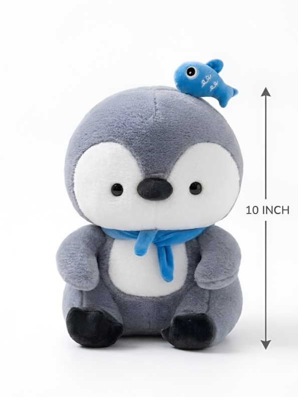 Huggable Penguin Plushie (10 Inch) – Nursery Decor & Sensory Play Toy for Boys and Girls – Grey/White ST16498
