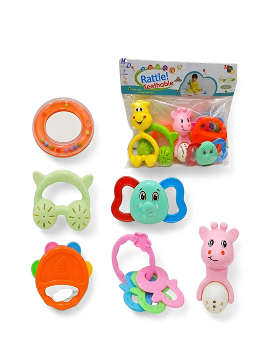 6-Piece Baby Rattle Toy Set – Non-Toxic, BPA-Free Sensory Development Toys for Infants (3 Months+) TV3145