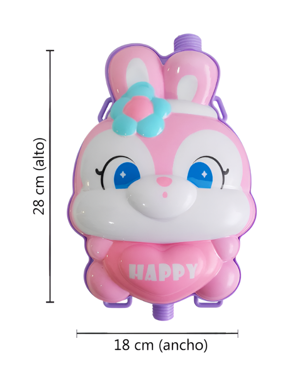 Large Capacity Pink Bunny Backpack Water Gun for Kids – Cute Rabbit Summer Soaker Toy with Adjustable Straps, Long-Range Pull-Out Squirt Gun for Outdoor Play Girls & Boys TV6609