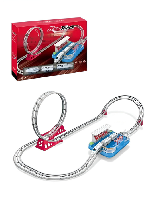 Electric High-Speed Bullet Train Toy Set with 360° Vertical Loop, Railway Station & 148cm Track – Motorized Railway Playset for Kids | Educational STEM Building Track Toy MD27