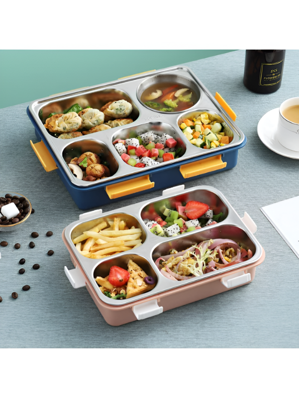 Premium Stainless Steel Divided Lunch Box – Leak-Proof 5-Compartment Bento Meal Container for Adults and Kids TV3600