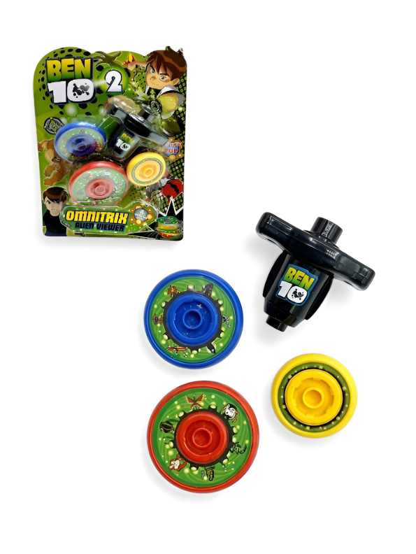Ben 10 Omnitrix Alien Viewer Spinning Top Battle Set with 3 Alien Tops & Black Power Launcher – Interactive Beyblade-Style Battle Toy for Kids TV1010