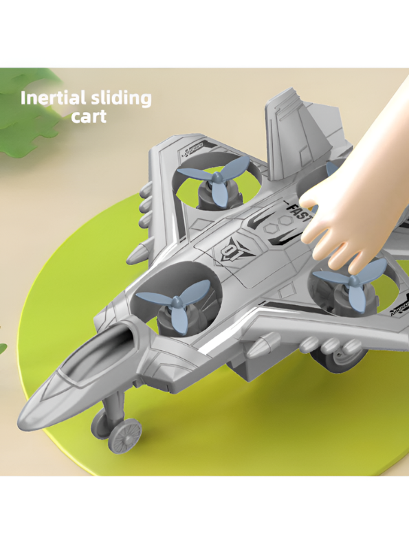 Inertial Stunt Toy Airplane: Kids' Friction-Powered Fighter Jet with 360° Spins TV4802