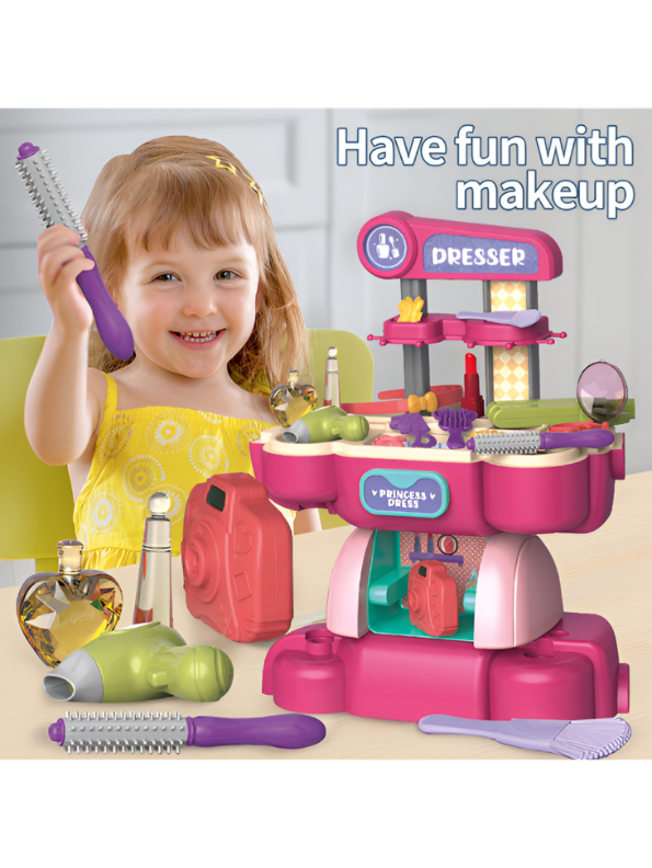 2-in-1 DIY Motorbike and Princess Dresser Toy Set for Kids – 40-Piece Creative Playset TV6028