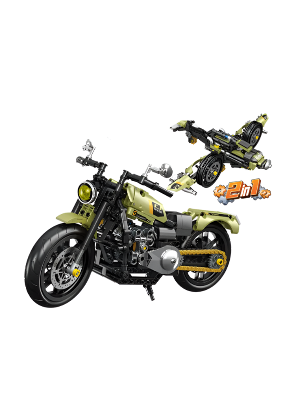2-in-1 Technic Mechanical Motorcycle Building Set - 479 PCS Engine Morph Aircraft & Chopper Model Kit - Creative Construction Toy for Teens & Adults TV6346