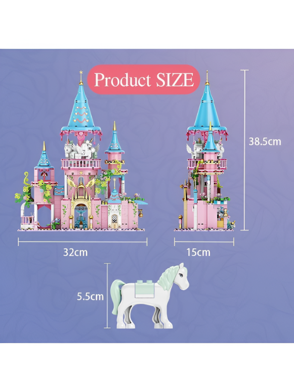 Dream House Fairy Tale Castle Building Set for Kids – 3-Level Princess Play Set with Lights TV6706
