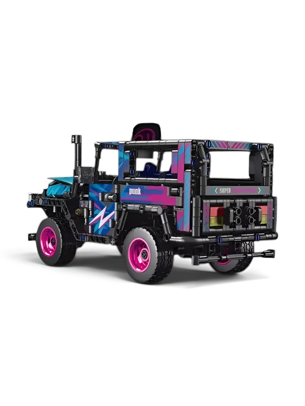 Cyberpunk Off-Road SUV Building Block Set – 910 Pieces, Pull-Back Action Toy Vehicle for Kids & Adults, Futuristic DIY Construction Kit with High-Performance Design TV6704