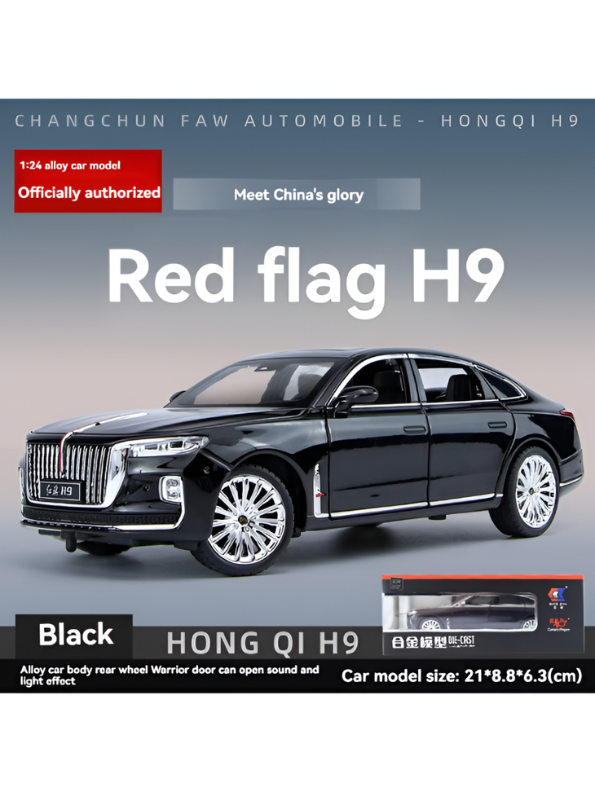 Hongqi H9 1:24 Scale Diecast Model Car - Officially Authorized Alloy Collectible with Light & Sound Effects TV6183
