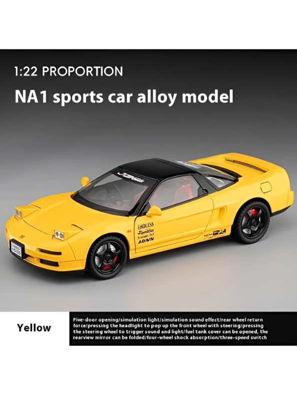 1:22 Scale Honda NSX NA1 Diecast Alloy Model Car – Yellow Premium Realistic Collector’s Edition Sports Car Replica MD2582