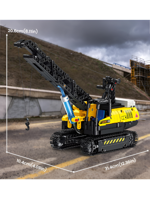 Hydraulic Crane Building Toy – 528 Pcs Realistic Engineering Model Kit with 360° Rotation & Functional Boom for Kids Ages 6+ TV6960.