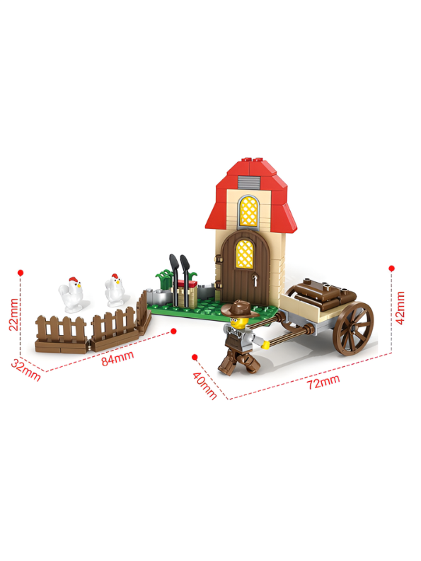 Happy Farm Building Blocks Set – Educational STEM Farmhouse Construction Toy with Farmer Minifigure, Chickens, Garden Fence & Hand Cart for Kids Ages 6+ TV5041