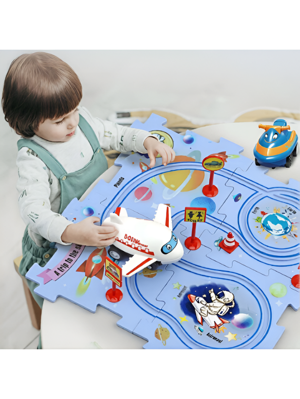 Trolley Puzzle Track Set for Kids 3+ – Interactive Educational Maze Toy with Automatic Vehicle, Modular Building Pieces & Creative STEM Learning Play MD1861