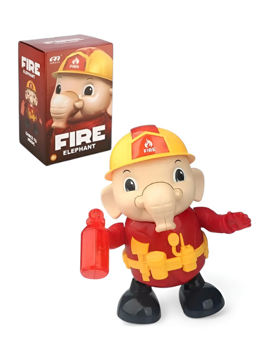 Interactive Musical Fireman Elephant Dancing Toy for Toddlers – Battery Operated 360° Movement with LED Lights, Sound Effects – Educational Early Learning Toy Gift for Kids Ages 3+ MD2678