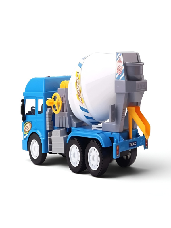 Blue Construction Concrete Mixer Toy Truck for Kids – Friction Powered Vehicle with 360° Rotating Drum, LED Lights, and Sound Effects TV4930