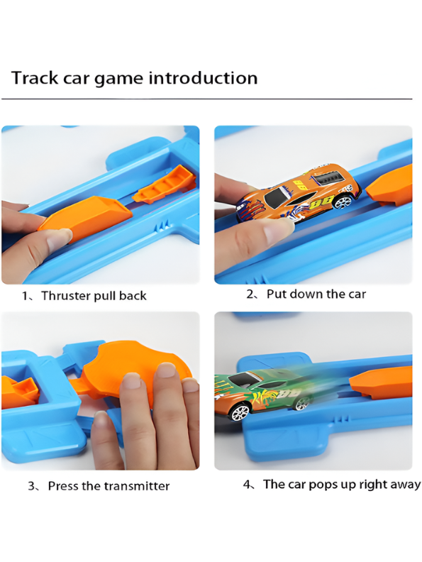 3-in-1 Dual-Lane Slot Car Race Track Set with Ejection Launch System, 360° Stunt Loops & 8 High-Speed Racing Cars – DIY Catapult Action Track Toy for Kids and Boys TV5029