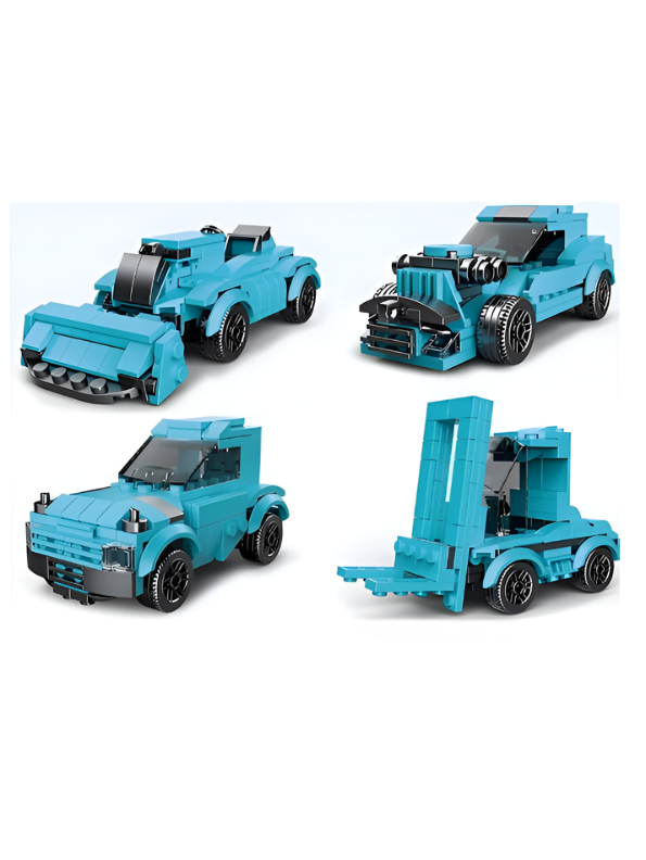Multificence 10-in-1 Blue Ghost Race Car Building Block Set – 201+ Pieces STEM Educational Construction Toy for Kids Ages 6+, Creative DIY Racing Car Kit for Learning & Play MD2739