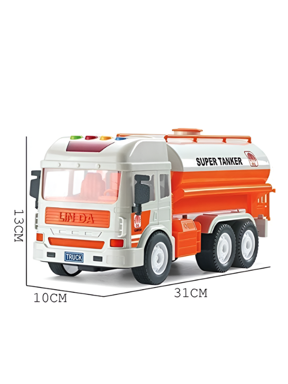 Friction Powered Oil Tanker Toy Truck with Realistic Lights and Sounds – Large 31CM Interactive Fuel Transporter for Kids Ages 3+ TV4928