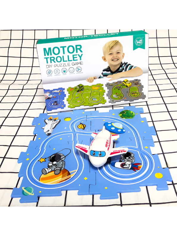 Trolley Puzzle Track Set for Kids 3+ – Interactive Educational Maze Toy with Automatic Vehicle, Modular Building Pieces & Creative STEM Learning Play MD1861