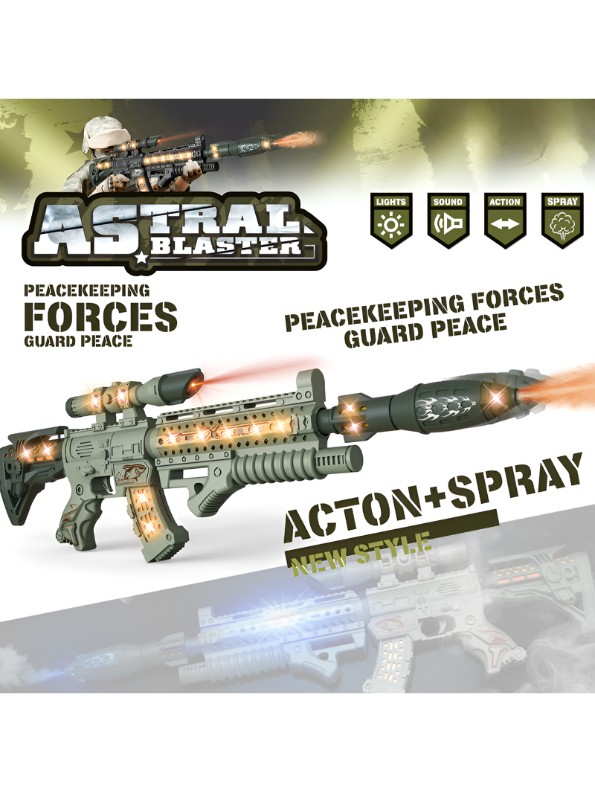 Astral Blaster Toy Gun for Kids – Light-Up Machine Toy with Realistic Sound, Action & Spray Effects TV6971