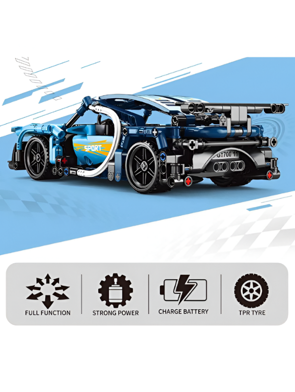2.4GHz RC Sports Car Building Kit 1:16 Scale – High-Speed Remote Control DIY Supercar STEM Construction Model for Kids & Adults MD1148