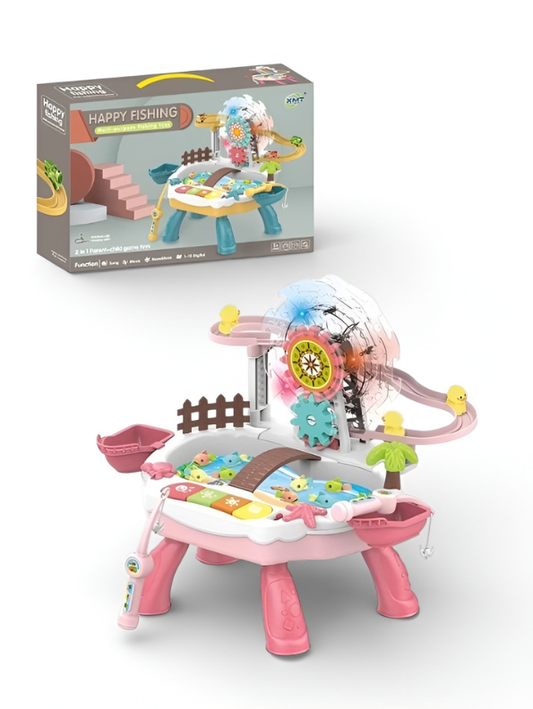 Interactive 2-in-1 Fishing Game Table Toy for Kids with Music, 3D Lights & Duck Slide Playset – Fun Educational Activity Toy for Boys and Girls TV2054