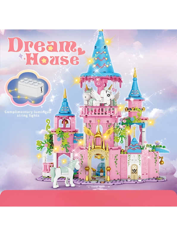 Dream House Fairy Tale Castle Building Set for Kids – 3-Level Princess Play Set with Lights TV6706