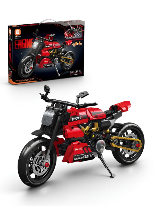 497-Piece 2-in-1 Technic Sport Motorcycle & Helicopter Building Block Set TV6345