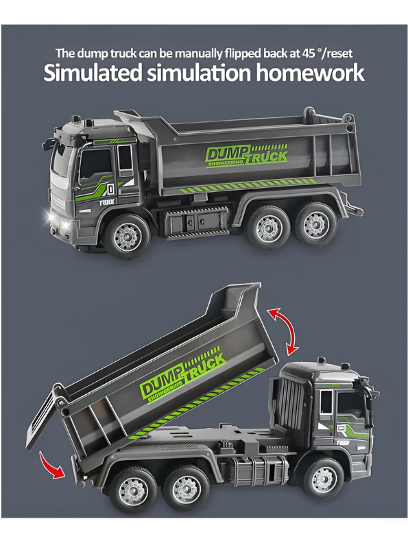 Remote Controlled Construction Dump Truck Toy with Realistic Working Lights and Heavy-Duty Design for Kids TV4131