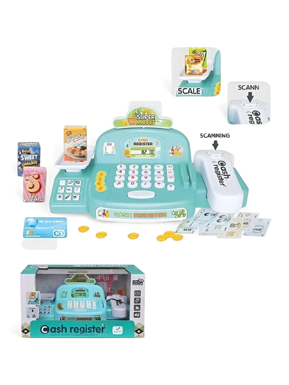 Supermarket Electronic Cash Register Toy Set – Interactive Educational Pretend Play Checkout Register for Kids Ages 3+ | Learning Money Management & Role-Play Toy Set Kids TV3224