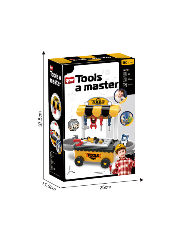 Qear Tools a Master 3-in-1 Kids Workbench Toy Set – Mobile STEM Construction Workshop with Tools, Gears & Accessories for Toddlers and Kids MD2002