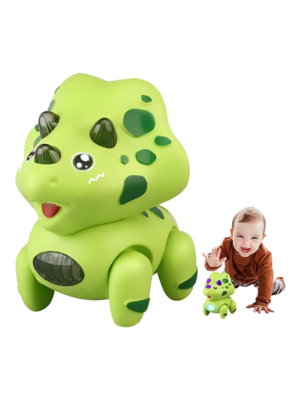 Electric Walking Triceratops Toy for Babies – Musical Crawling Dinosaur with LED Lights, Pull String Action, Early Educational Sensory Toy for Infants and Toddlers TV4682