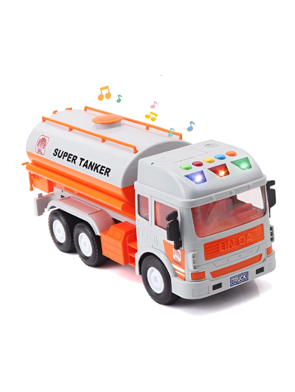 Friction Powered Oil Tanker Toy Truck with Realistic Lights and Sounds – Large 31CM Interactive Fuel Transporter for Kids Ages 3+ TV4928