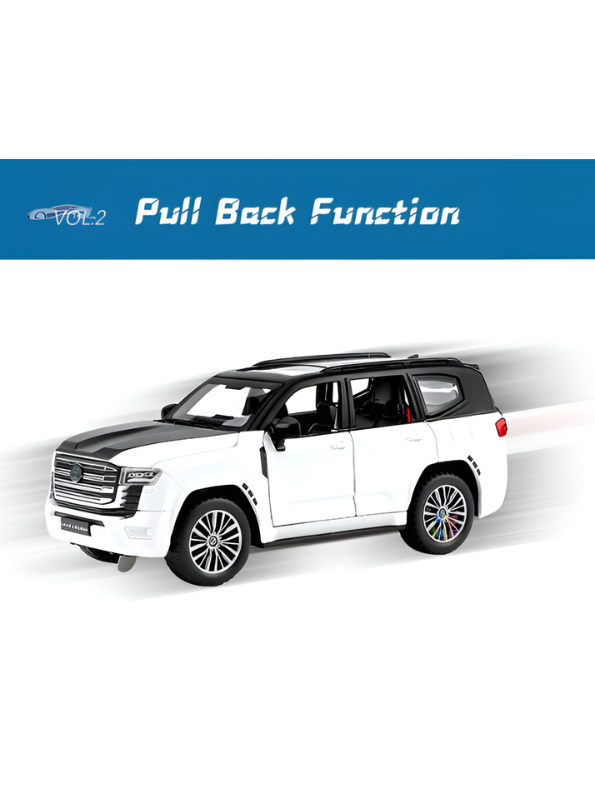 Toyota Land Cruiser Model Car – 1:32 Scale  Diecast Premium Alloy Pull-Back Toy with Lights & Sound for Kids & Collectors TV2474