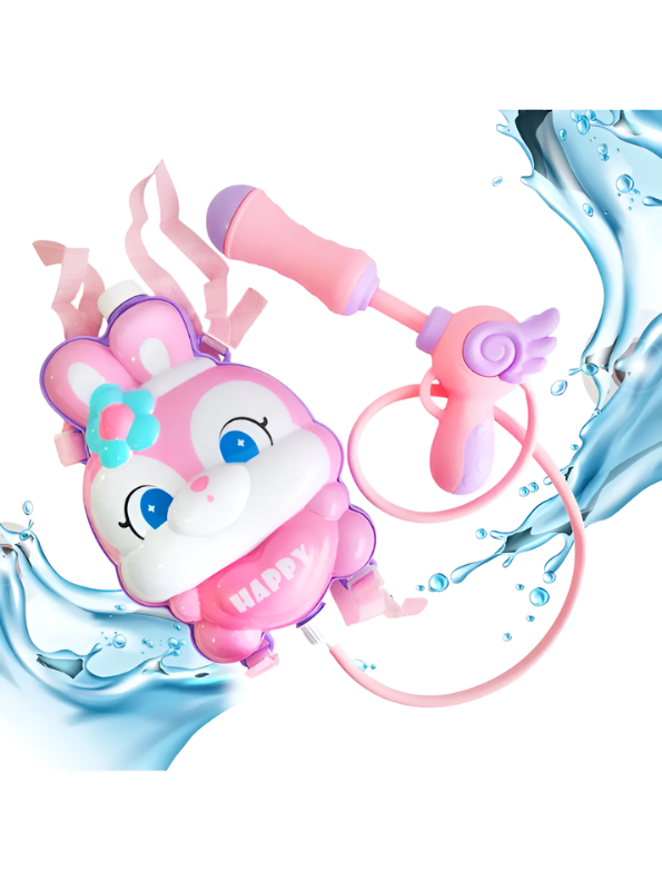Large Capacity Pink Bunny Backpack Water Gun for Kids – Cute Rabbit Summer Soaker Toy with Adjustable Straps, Long-Range Pull-Out Squirt Gun for Outdoor Play Girls & Boys TV6609