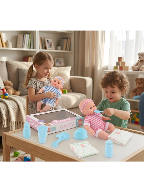 Sweet Baby Doll Play Set with Accessories – Educational Imaginative Role-Play Toy for Kids Aged 3+ Years TV3649