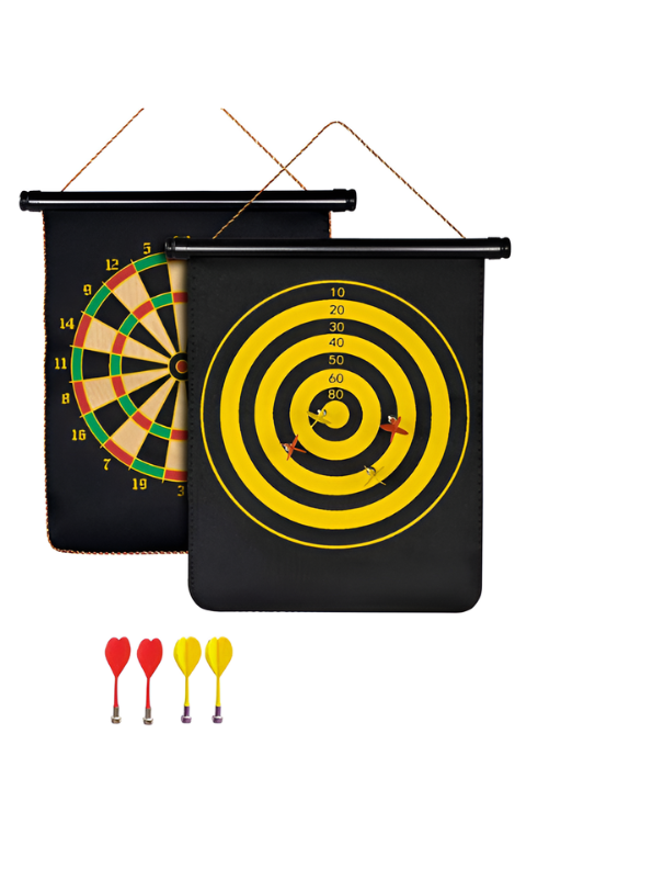Magnetic Dart Board Set with 4 Neodymium Darts – Safe Roll-Up Portable Dartboard for Kids & Adults, Indoor & Outdoor Wall Hanging Game TV1215