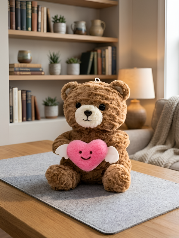 Brown Teddy Bear with Winged Heart – 10-Inch Plush Soft Cuddly Stuffed Animal Toy for Toddlers and Kids ST16499