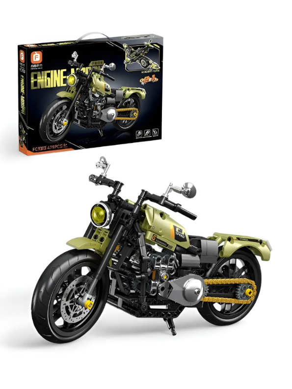 2-in-1 Technic Mechanical Motorcycle Building Set - 479 PCS Engine Morph Aircraft & Chopper Model Kit - Creative Construction Toy for Teens & Adults TV6346