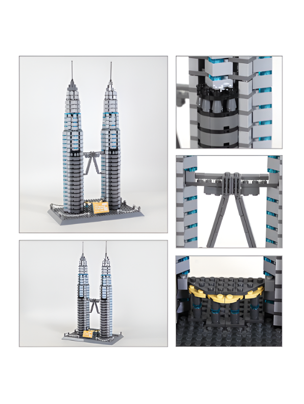 Petronas Twin Towers Architecture Building Block Set (1181 Pieces) – Kuala Lumpur Landmark 3D Model Kit for Adults & Kids, Detailed DIY Skyline Display Construction Toy MD2534