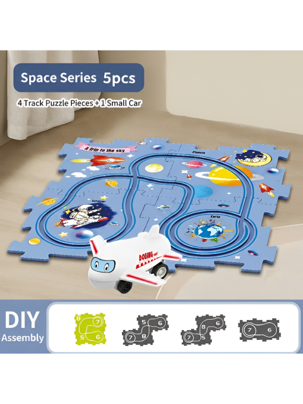 Trolley Puzzle Track Set for Kids 3+ – Interactive Educational Maze Toy with Automatic Vehicle, Modular Building Pieces & Creative STEM Learning Play MD1861