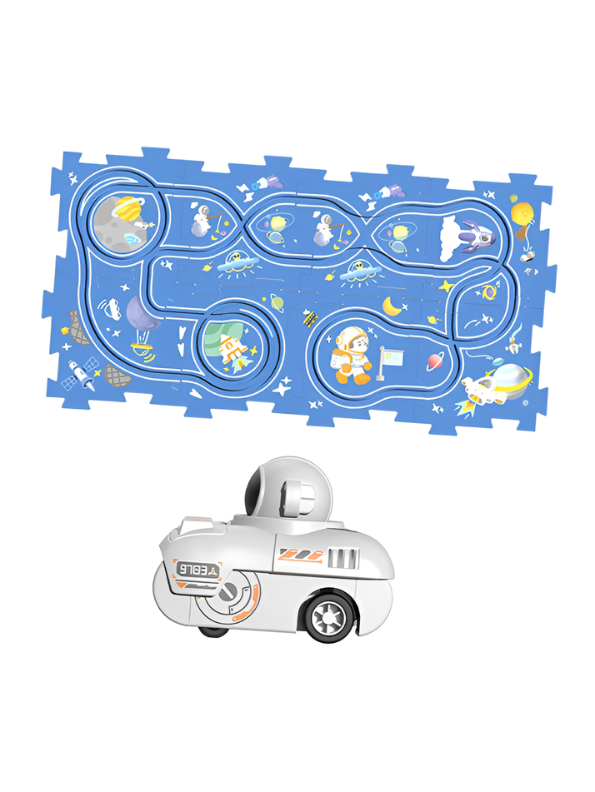 9-Piece DIY Space Adventure Puzzle Track Play Set with Battery-Operated Astronaut Car – Interchangeable Rail System, Educational STEM Toy for Toddlers & Kids TV4092