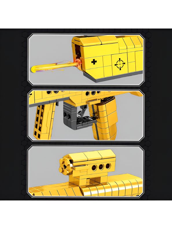 3-in-1 Golden Military Building Block Set - Desert Eagle Pistol, Submachine Gun, and Sniper Rifle Toy Weapons - DIY Construction Bricks for Kids and Adults TV5025