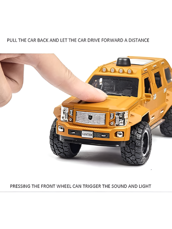 G. Patton GX Off-Road SUV Die-Cast Model Car - 1:24 Scale Alloy Toy Vehicle with Sound & Light, Pull Back Action - Desert Tan - Free Car Inside. TV2661