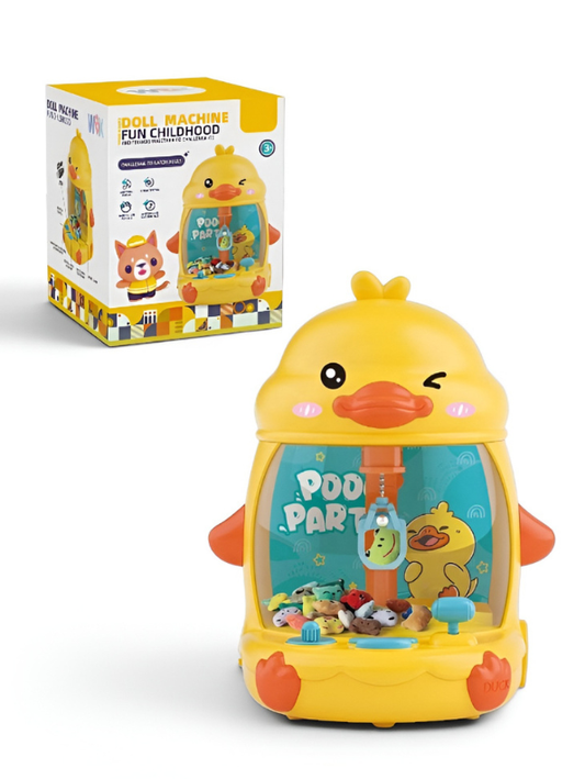 Mini Claw Machine Toy for Kids – Duck-Themed Doll Catcher with Music, Lights, and USB Power – Interactive Arcade Game for Toddlers and Children Aged 3+ TV6984